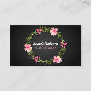 Tarjeta De Visita Guirnalda floral de la acuarela elegante