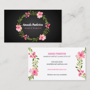 Tarjeta De Visita Guirnalda floral de la acuarela elegante