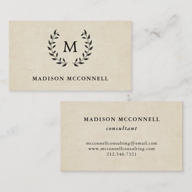 Tarjeta De Visita Guirnalda y monograma franceses del estilo del (Anverso / Reverso)