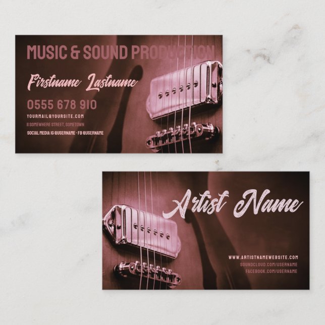 Tarjeta De Visita Guitar Electric Country Rock Music Business Card (Anverso / Reverso)