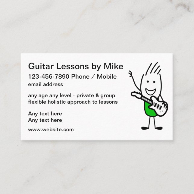 Tarjeta De Visita Guitar Lessons Guay Business Cards (Anverso)