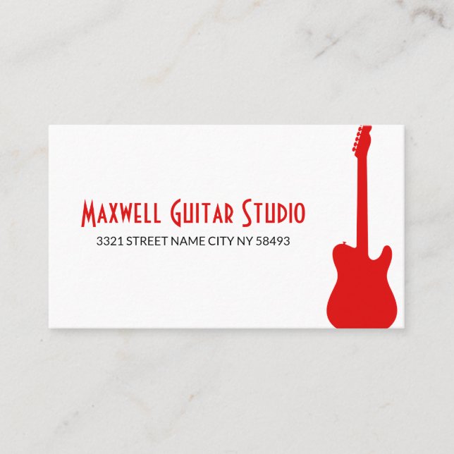 Tarjeta De Visita Guitar Lessons Instructor Music Studio Business (Anverso)