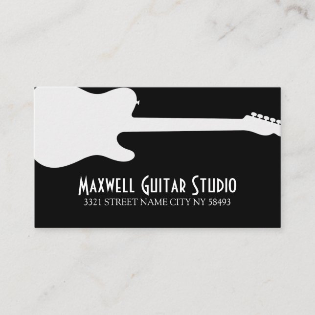 Tarjeta De Visita Guitar Lessons Instructor Music Studio Business (Anverso)