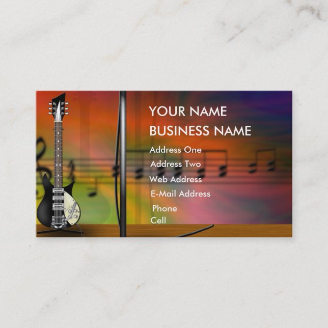 Tarjeta De Visita Guitar - Music Business Card (Anverso)