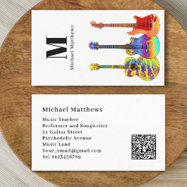 Tarjeta De Visita Guitar Music Teacher Musician QR Code