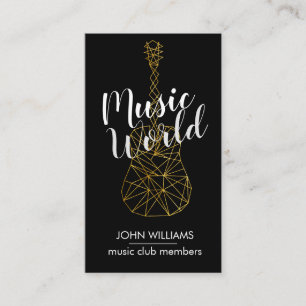 Tarjeta De Visita Guitar Music World Teacher Player Gray Black Gold