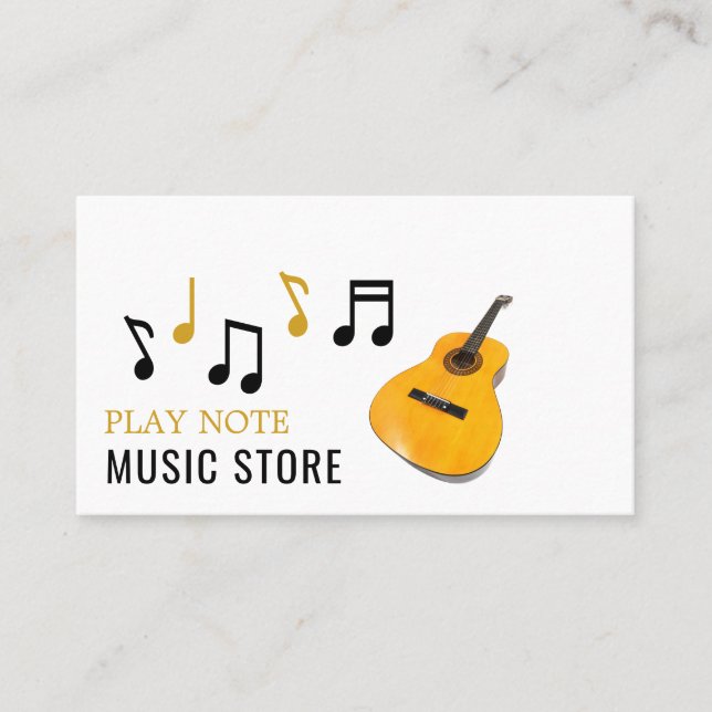 Tarjeta De Visita Guitar Notes, Musical Instruments Store (Anverso)
