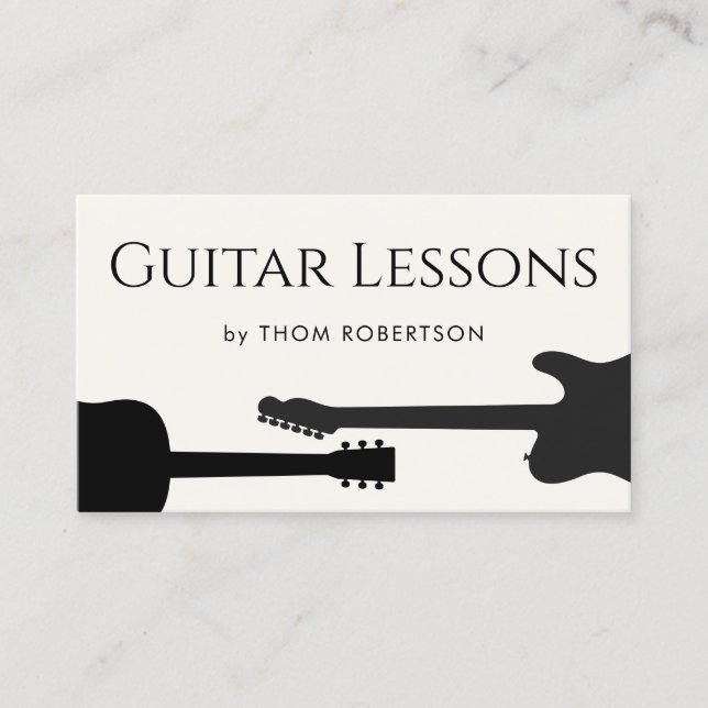 Tarjeta De Visita Guitar Teacher Black White Business Card (Anverso)