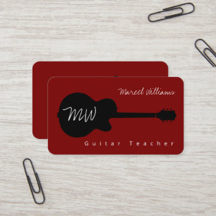 Tarjeta De Visita Guitar Teacher Guay Red Business Card