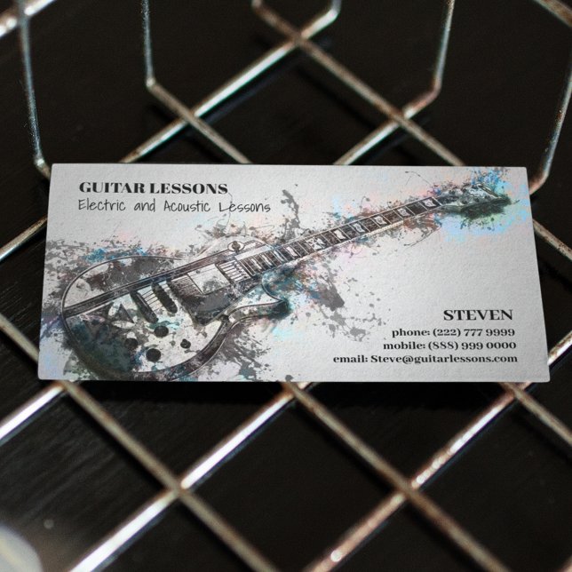Tarjeta De Visita Guitar Teacher | Lecciones eléctricas y acústicas (Subido por el creador)