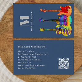 Tarjeta De Visita Guitar Teacher Músico Personalizado Código QR