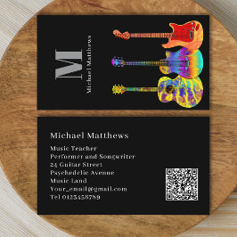 Tarjeta De Visita Guitar Teacher Músico Personalizado Código QR