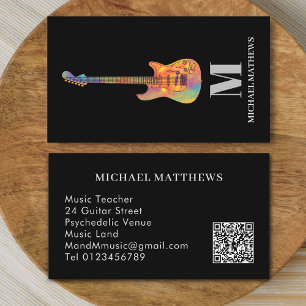 Tarjeta De Visita Guitar Teacher Personalizado Código QR