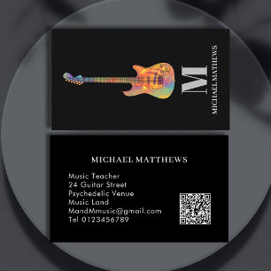 Tarjeta De Visita Guitar Teacher Personalizado Código QR