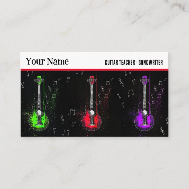 Tarjeta De Visita Guitarista de Guitarismo de Guitarrista (Anverso)