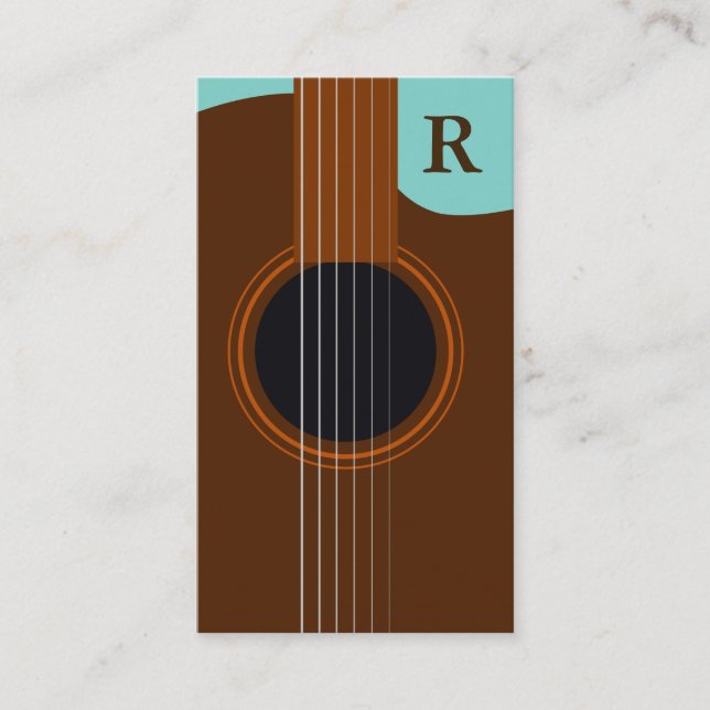 Tarjeta De Visita Guitarista de guitarra acústica monográfica marrón (Anverso)