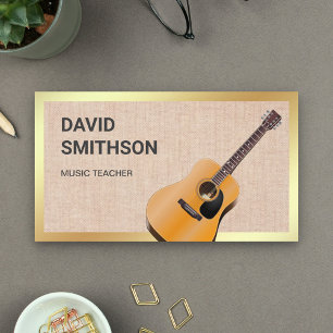 Tarjeta De Visita Guitarista de guitarra clásica burlap