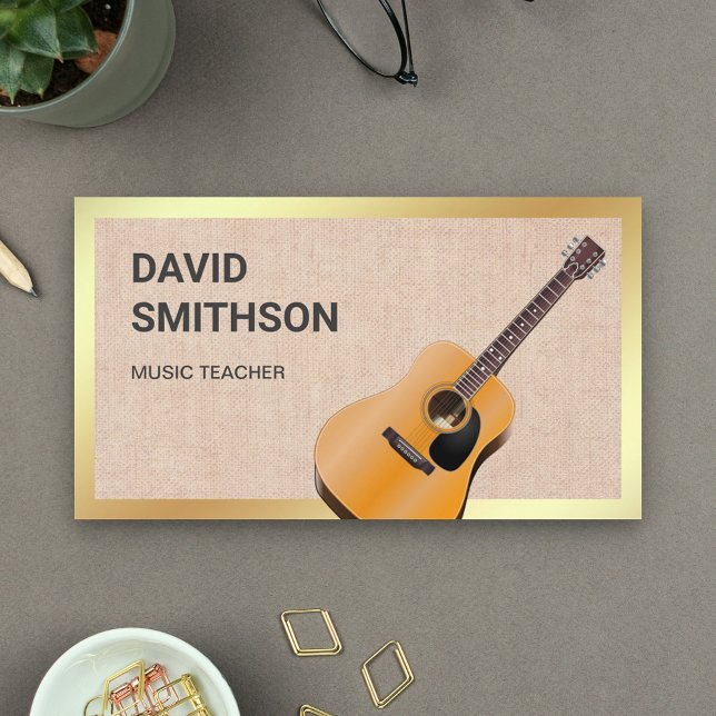 Tarjeta De Visita Guitarista de guitarra clásica burlap (Subido por el creador)