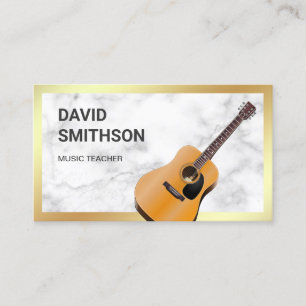 Tarjeta De Visita Guitarista de guitarra clásica de mármol blanco