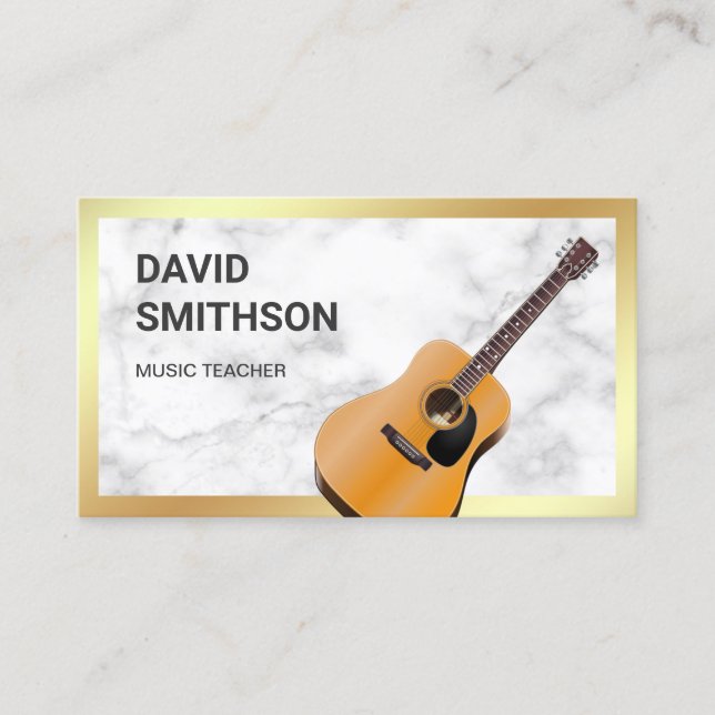 Tarjeta De Visita Guitarista de guitarra clásica de mármol blanco (Anverso)