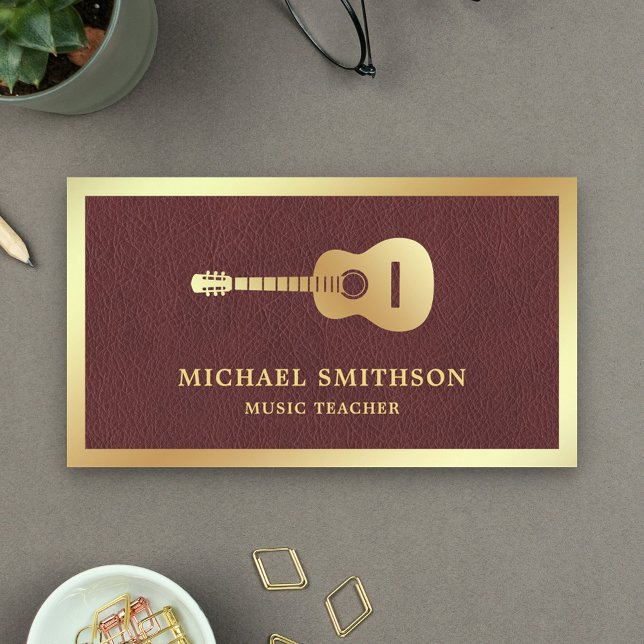 Tarjeta De Visita Guitarista de Música de Guitarra de Oro de Faux Le (Subido por el creador)