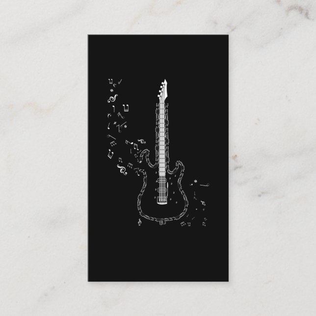Tarjeta De Visita Guitarista de música guitarra notas de instrumento (Anverso)