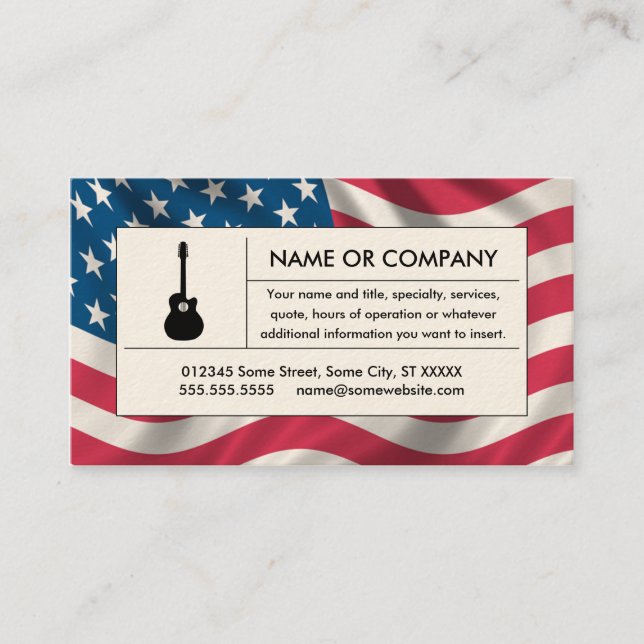 Tarjeta De Visita guitarra acústica americana (Anverso)