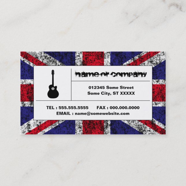 Tarjeta De Visita guitarra acústica británica (Anverso)