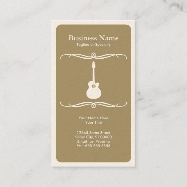 Tarjeta De Visita guitarra acústica moda (Anverso)