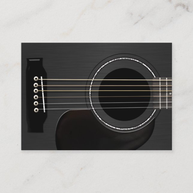 Tarjeta De Visita Guitarra acústica negra (Anverso)