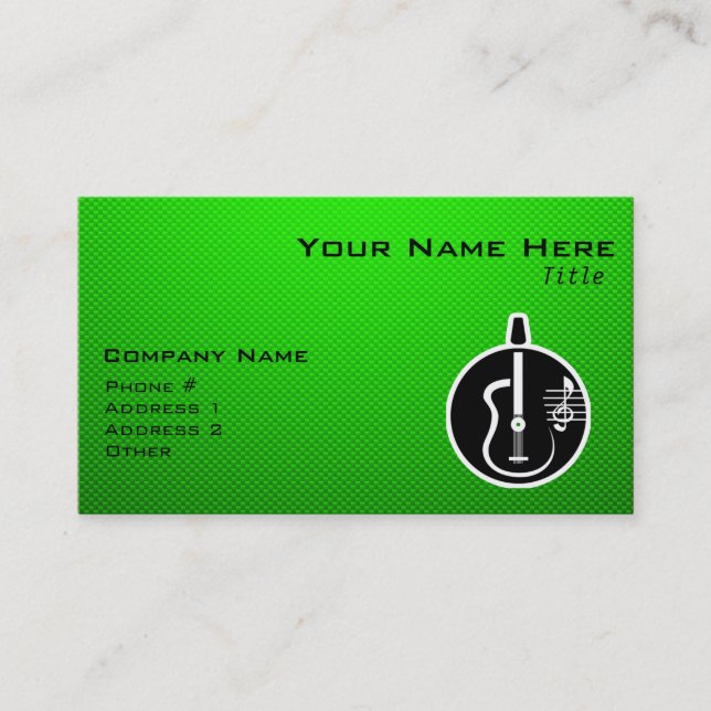 Tarjeta De Visita Guitarra acústica verde (Anverso)