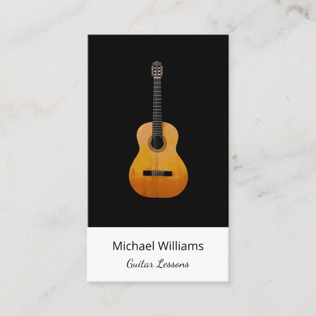 Tarjeta De Visita Guitarra Clases de Música Profesional Lecciones de (Anverso)