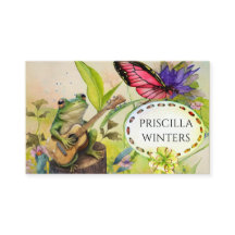 Guitarra Cute Watercolor Guitar Rana Mariposa Verd