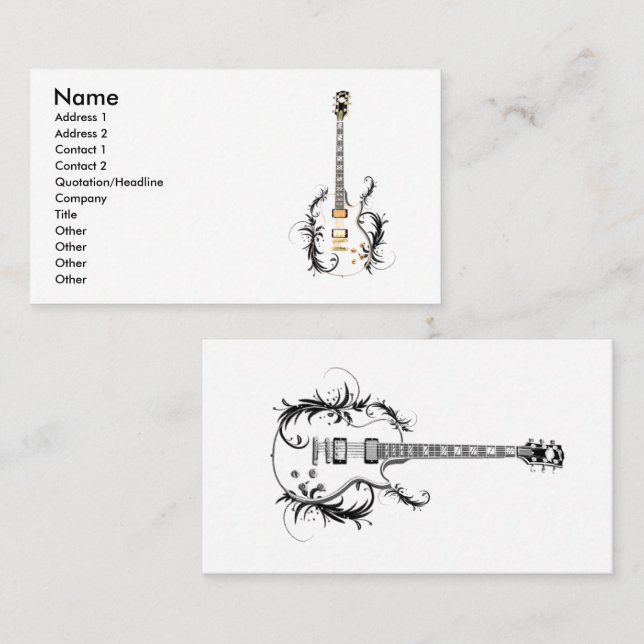 Tarjeta De Visita Guitarra de la flor (Anverso / Reverso)