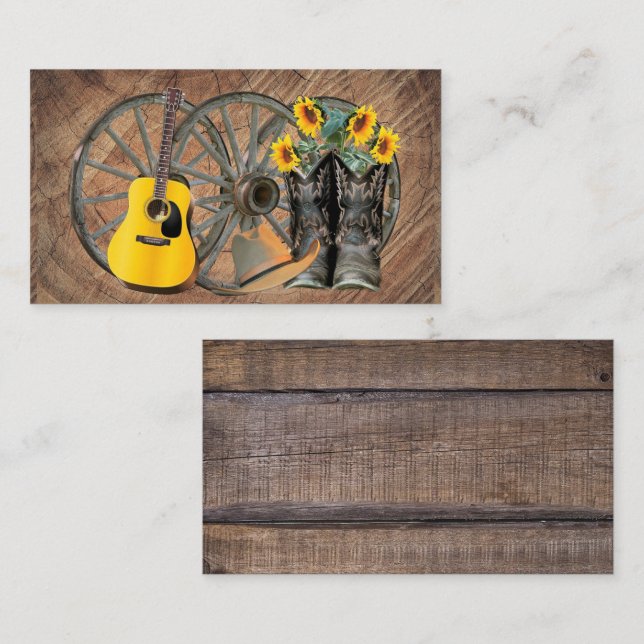 Tarjeta De Visita Guitarra de la rueda del oeste botas de Cowboy gir (Anverso / Reverso)