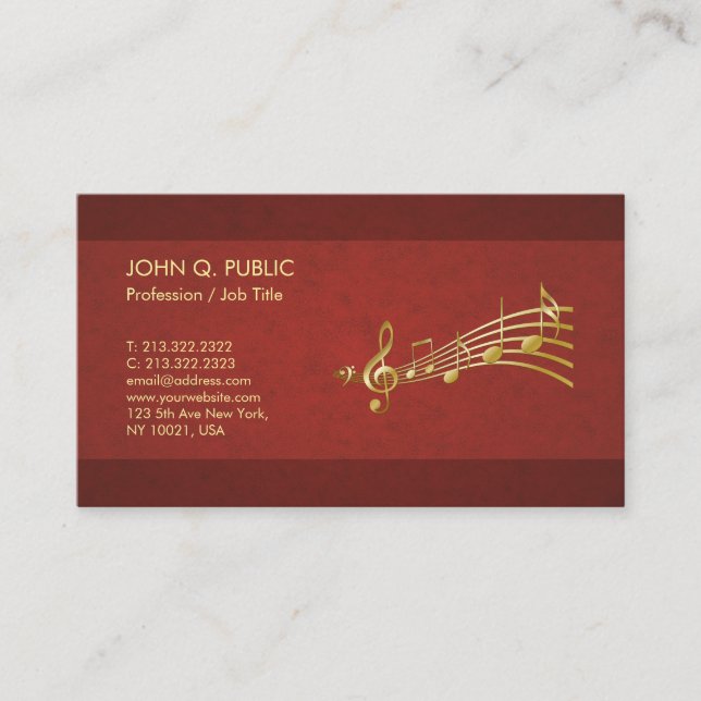 Tarjeta De Visita Guitarra De Música Elegante Silk Finish Luxe (Anverso)