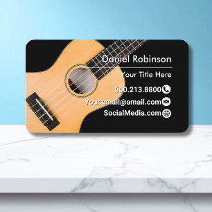 Tarjeta De Visita Guitarra de Música Negra Elegante Moderna