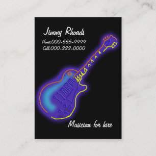 Tarjeta De Visita guitarra de neón
