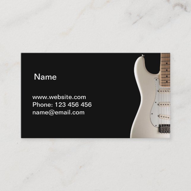 Tarjeta De Visita guitarra eléctrica blanca (Anverso)