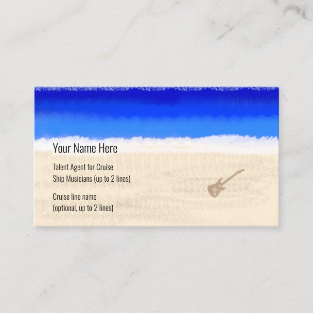 Tarjeta De Visita Guitarra eléctrica de cruceros en la playa (Anverso)