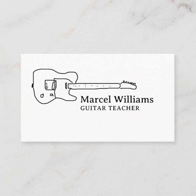 Tarjeta De Visita Guitarra minimalista (Anverso)