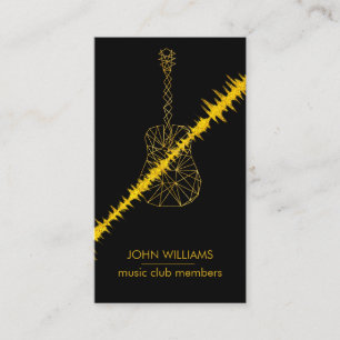 Tarjeta De Visita Guitarra Music World Teacher Player Black Gold Fau