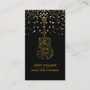 Tarjeta De Visita Guitarra Music World Teacher Player Black Gold Fau