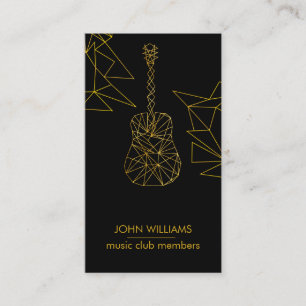 Tarjeta De Visita Guitarra Music World Teacher Player Black Gold Fau