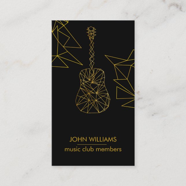 Tarjeta De Visita Guitarra Music World Teacher Player Black Gold Fau (Anverso)