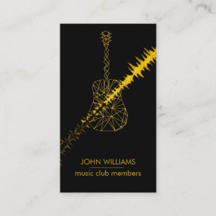 Tarjeta De Visita Guitarra Music World Teacher Player Black Gold Fau
