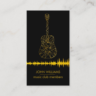 Tarjeta De Visita Guitarra Music World Teacher Player Black Gold Fau