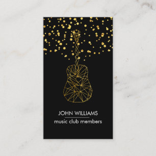 Tarjeta De Visita Guitarra Music World Teacher Player Black Gold Fau