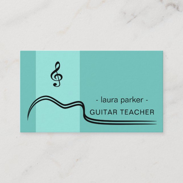 Tarjeta De Visita Guitarra Música Lecciones Acústicas Mínimas (Anverso)