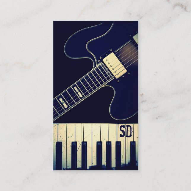 Tarjeta De Visita Guitarra personalizada del teclado de piano del (Anverso)